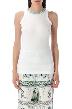 Fabiana Filippi Tops, Dames, Wit, 2Xs, Katoen, Witte Mouwloze Gebreide Tanktop