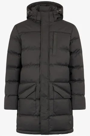 Roberto Cavalli Jassen, Heren, Zwart, M, Denim, Gewatteerde Puffer Parka met Capuchon