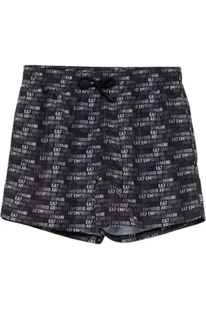EA7 Badkleding, Heren, Zwart, L, Zwarte zee shorts met logoprint