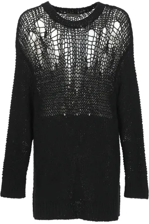 YOHJI YAMAMOTO Truien, Heren, Zwart, M, Katoen, Zwarte Crew Neck Katoenen Trui