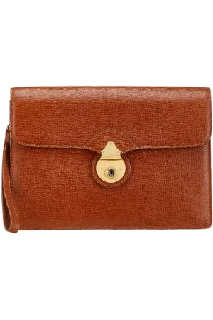Burberry Pre-owned, Dames, Bruin, ONE Size, Leer, Pre-owned Leather clutches