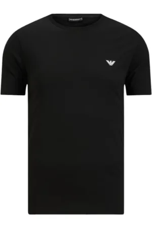 Emporio Armani Tops, Heren, Zwart, L, Katoen, Katoenen T-shirt met Voorkant Logo