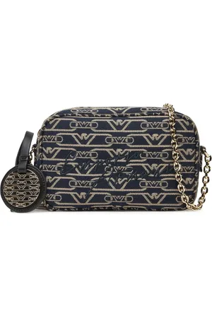 Emporio Armani Tassen, Dames, Blauw, ONE Size, Katoen, Katoenen Crossbody Tas