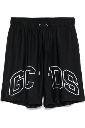 GCDS Badkleding, Heren, Zwart, M, Zwarte sportieve shorts met geperforeerde stof