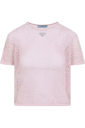 Prada Tops, Dames, Roze, S, Katoen, Roze & Paarse T-shirt