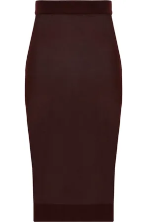 Saint Laurent Rokken, Dames, Rood, M, Bordeaux Gebreide Pencil Rok
