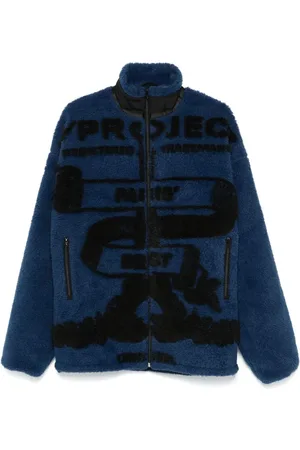 Y / PROJECT Jassen, Heren, Blauw, L, Blauw/Zwart Fleece Jack Hoge Hals