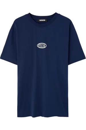 BARROW Tops, Heren, Blauw, XL, Blauw Bedrukt T-shirt met Print op de Rug