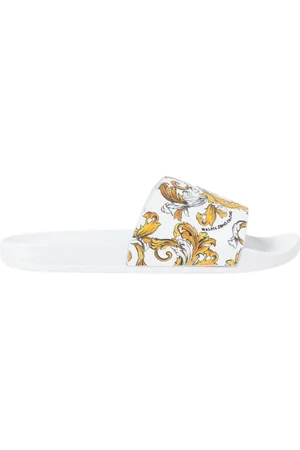VERSACE Schoenen, Heren, Veelkleurig, 44 EU, Gouden Barok Print Sandalen