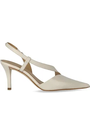 Michael Kors Schoenen, Dames, Wit, 37 EU, Leer, Crème Slingback Pumps met Puntige Neus