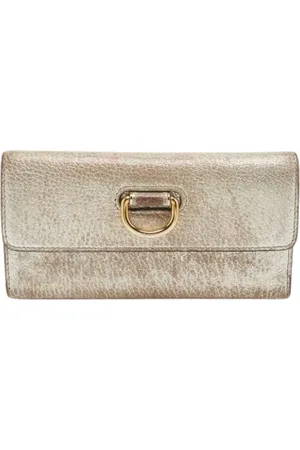 Burberry Pre-owned, Dames, Grijs, ONE Size, Leer, Tweedehands leren portemonnees