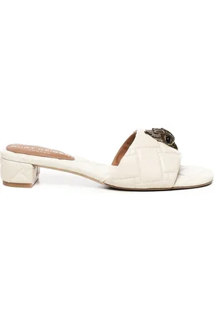 Kurt Geiger Schoenen, Dames, Wit, 36 EU, Leer, Sandalen van gewatteerd leer met strass adelaar