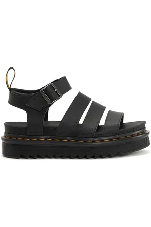 Dr. Martens Schoenen, Dames, Zwart, 39 EU, Leer, Open Teen Leren Sandalen