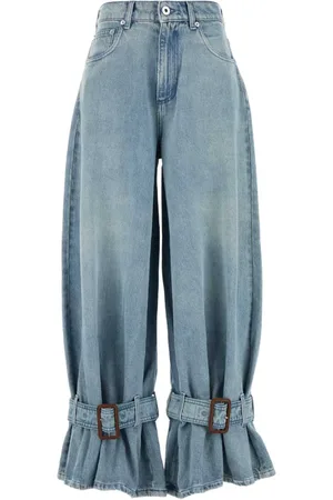J.W.Anderson Jeans, Dames, Blauw, W25, Denim, Wijde Pijp Denim Jeans