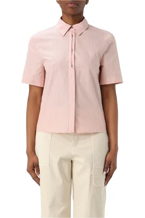Pinko Blouses & Shirts, Dames, Roze, 2Xs, Popeline Overhemd met Innuendo Stijl