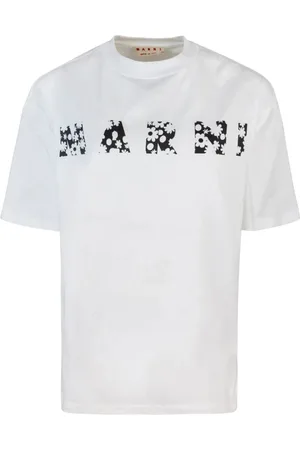 Marni Tops, Dames, Wit, XS, Katoen, Wit Logo Print Boxy T-shirt