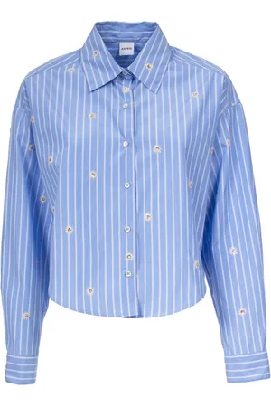 Aspesi Blouses & Shirts, Dames, Blauw, S, Katoen, Klassiek Overhemd met Helder Details