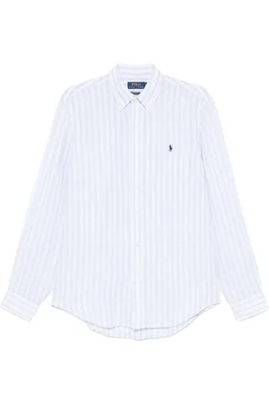 Ralph Lauren Overhemden, Heren, Blauw, XL, Linnen, Heldere Blauwe Button-Down Overhemd Linnen