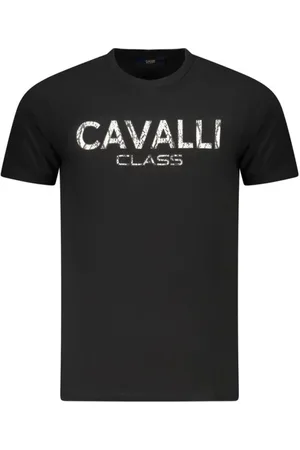 Roberto Cavalli Tops, Heren, Zwart, XL, Katoen, Premium T-shirt met gedurfd print