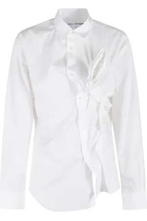 Comme des Garçons Blouses & Shirts, Dames, Wit, S, Katoen, Wit klassiek overhemd met ruchesdetail