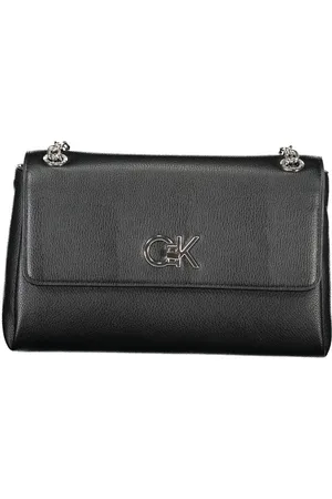 Calvin Klein Tassen, Dames, Zwart, ONE Size, Zwarte Polyethyleen Handtas