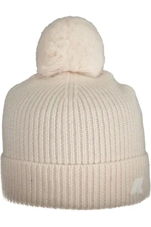 K-Way Accessoires, Dames, Roze, ONE Size, Wol, Geribbelde Gebreide Beanie met Pompon