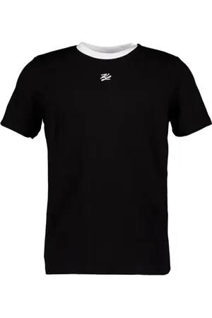 Karl Lagerfeld Tops, Heren, Zwart, XL, Katoen, Zwart T-shirt met contrasterende accenten