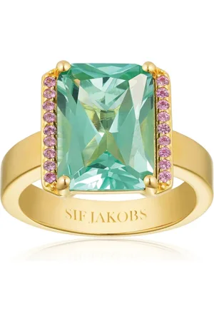 Sif Jakobs Accessoires, Dames, Geel, 54 MM, Altro Grande Statement Ring Turkoois Roze
