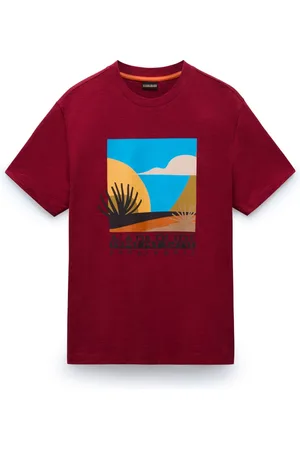 Napapijri Tops, Heren, Rood, L, Katoen, Korte Mouw Grafische T-shirt