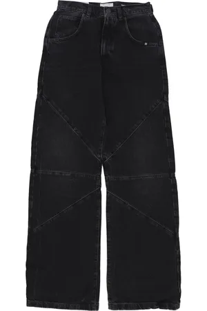 AMISH Jeans, Dames, Zwart, W28, Denim, Zwarte Denim Hoge Taille Wijde Pijp Jeans