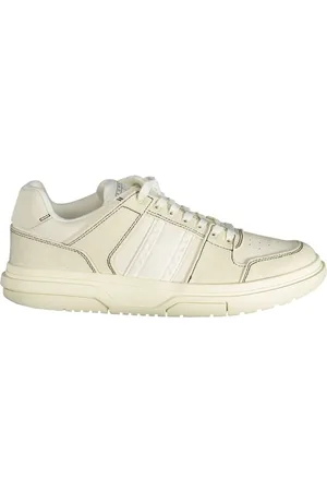 Tommy Hilfiger Schoenen, Heren, Wit, 42 EU, Polyester, Witte polyester sneakers met veters, contrastdetails, logo