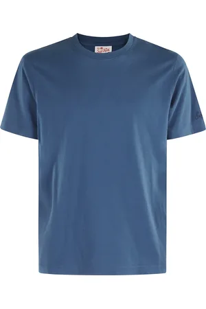 MC2 SAINT BARTH Tops, Heren, Blauw, L, Katoen, Navy Ribbed Crew Neck Short Sleeve T-Shirt