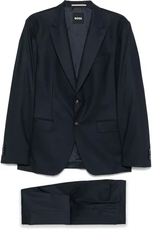 HUGO BOSS Pakken, Heren, Blauw, 4Xl, Wol, Slim Fit Gemengd Wol Pak