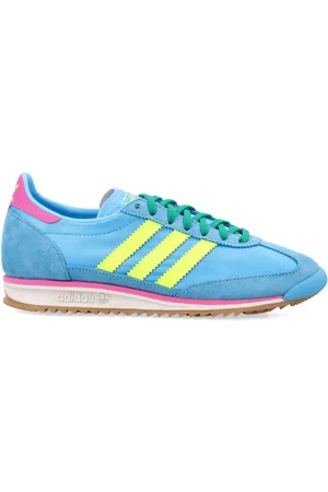 adidas Schoenen, Dames, Blauw, 41 1/2 EU, Satijn, Luxe satijnen sneakers met leren bovenwerk