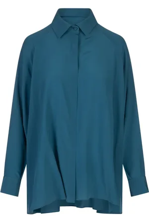 GIANLUCA CAPANNOLO Tops, Dames, Blauw, L, Blauwe Zijden Compositie Modedress