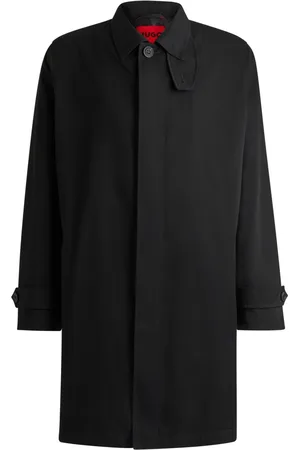 HUGO BOSS Mantels, Heren, Zwart, S, Katoen, Minimalistische jas met verborgen sluiting