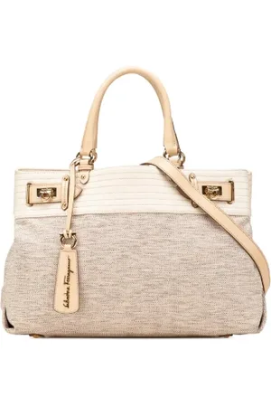 Salvatore Ferragamo Pre-owned, Dames, , ONE Size, Leer, Pre-owned Canvas shoulder-bags