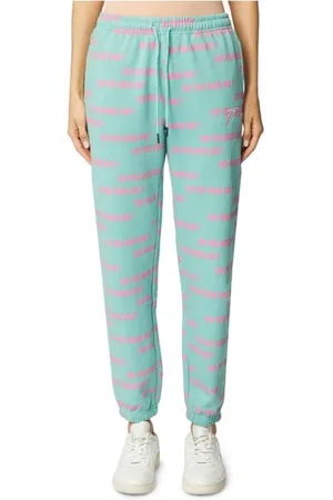 Guess Broeken, Dames, Blauw, XS, Bi-color trekkoord taille broek met logo