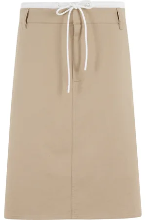 Vince Rokken, Dames, , XL, Katoen, Midi Rok met Dubbele Tailleband Zand