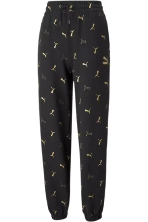 PUMA Broeken, Dames, Zwart, M, Zwarte Gouden Manchetbroek voor Dames