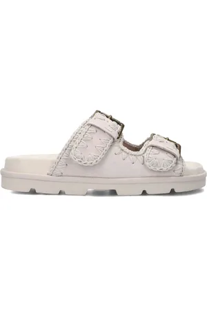 Mou Schoenen, Dames, Grijs, 37 EU, Suède, Lage Bio Sandaal 2gespen Monoch