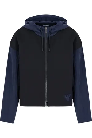 Emporio Armani Sweatshirts & Hoodies, Dames, Blauw, L, Hoodie met Logo Embleem