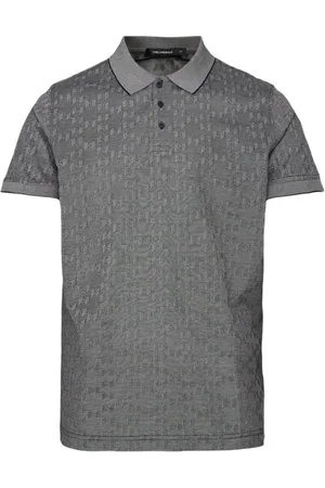 Karl Lagerfeld Tops, Heren, Grijs, L, Katoen, Donkergrijze poloshirt met monogrampatroon