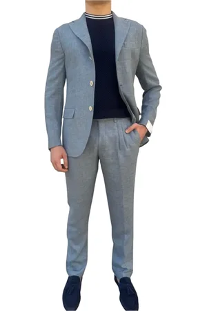 ELEVENTY Pakken, Heren, Blauw, L, Single Breasted Pak