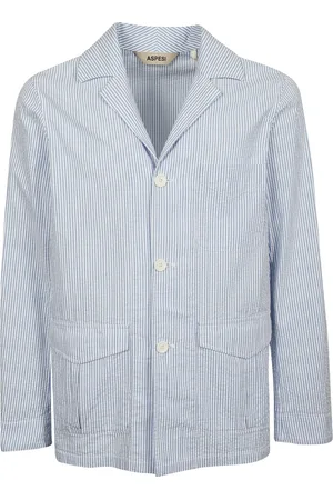 Aspesi Jassen, Heren, Blauw, L, Katoen, Blauw Enkellange Jas