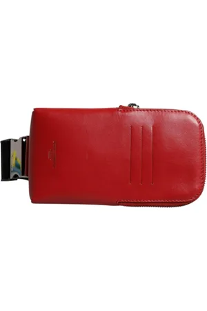 Dolce & Gabbana Tassen, Heren, Rood, ONE Size, Leer, Rode Kalfsleren Logo Heuptas met Rits