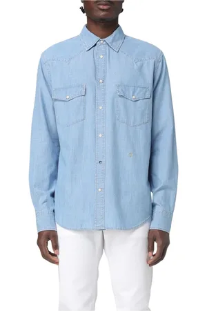 Jacob Cohen Overhemden, Heren, Blauw, XL, Denim, Casual Denim Overhemd Lange Mouw