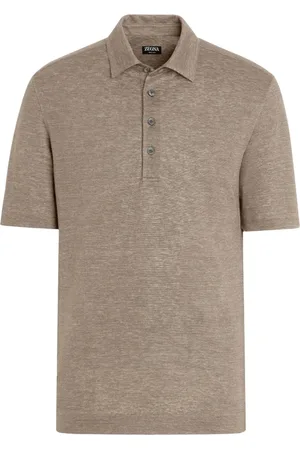 Ermenegildo Zegna Tops, Heren, , XL, Linnen, Linnen poloshirt met 3 knopen