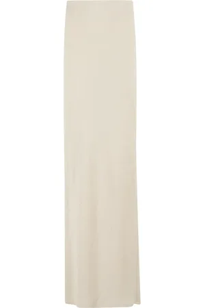 ERIKA CAVALLINI Rokken, Dames, Wit, XS, Linnen, Linnen Midi Rok met Split