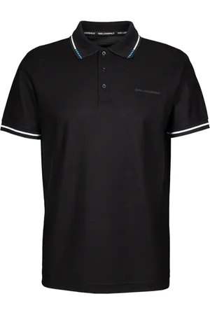 Karl Lagerfeld Tops, Heren, Zwart, 2Xl, Katoen, Polo shirt met smalle structuur en accenten